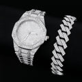 Reloj Luxury "Iced Out" + Pulsera Cubana - Set Hip Hop Gold